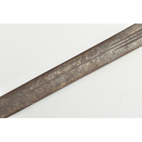 334 - A MEDIEVAL STYLE SWORD, POSSIBLY EUROPEAN IN MANUFACTURE IN THE KASKARAS STYLE, the blade is approxi... 