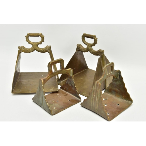 335 - TWO PAIRS OF TURKISH OR OTTOMAN HORSE STIRRUPS POSSIBLE LATE 19 CENTURY, one pair larger which has d... 