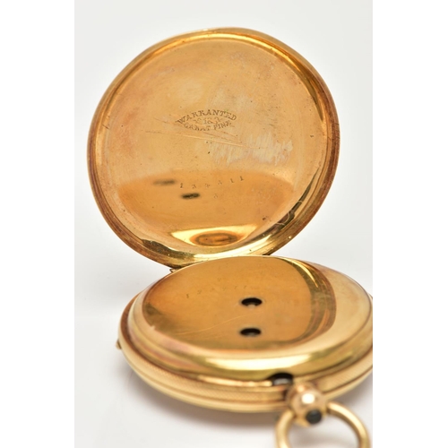 43 - A YELLOW METAL OPEN FACE POCKET WATCH, hand wound movement, gold tone dial with floral detailing sig... 