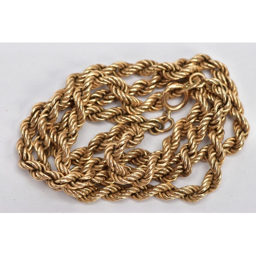 69 - A 9CT GOLD ROPE TWIST CHAIN, fitted with a spring clasp hallmarked 9ct London import, length 400mm, ... 