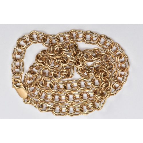 72 - A 9CT GOLD DOUBLE LINK CHAIN, fitted with a lobster claw clasp, hallmarked 9ct Birmingham, length 47... 