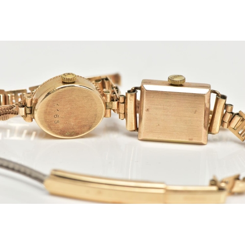 74 - TWO LADIES 9CT GOLD WRISTWATCHES, the first a 9ct gold 'Rotary' quartz, oval silver dial signed 'Rot... 