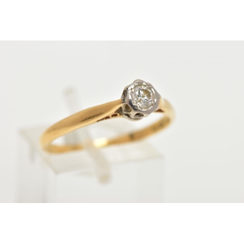 76 - AN 18CT GOLD, SINGLE STONE DIAMOND RING, round brilliant cut diamond, approximate diamond weight 0.2... 