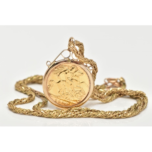 9 - A MOUNTED HALF SOVEREIGN PENDANT AND CHAIN, early 20th century half sovereign depicting King George ... 