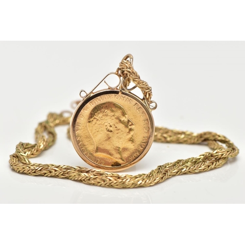 9 - A MOUNTED HALF SOVEREIGN PENDANT AND CHAIN, early 20th century half sovereign depicting King George ... 