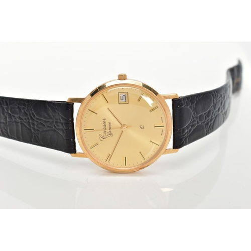 97 - A GENTS YELLOW METAL 'CROSSIOR' WRISTWATCH, quartz movement, round gold dial signed 'Crossior Geneve... 