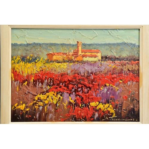 406 - BRUNO TINUCCI (ITALY 1947) ' CAMPI DI PAPAVEN V / FIELD OF POPPIES V', an Italian landscape of flowe... 