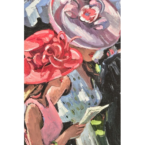 411 - SHERREE VALENTINE DAINES (BRITISH 1959), 'ASCOT LADIES', a limited edition print of female figures a... 