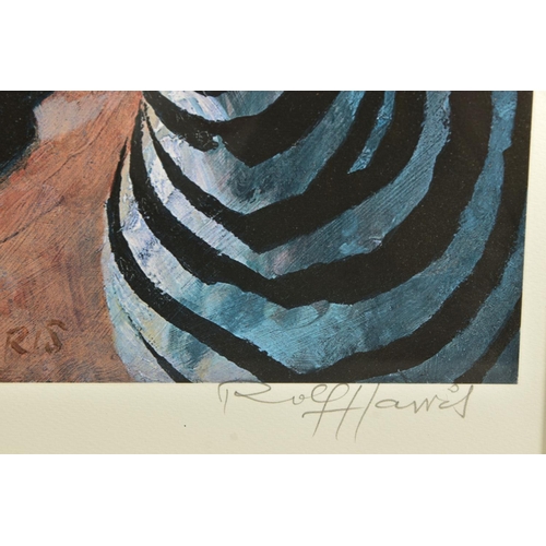 414 - ROLF HARRIS (AUSTRALIA 1930) 'YOUNG ZEBRA', a signed limited edition print 72/195, with certificate,... 