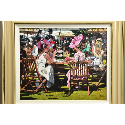 415 - SHERREE VALENTINE DAINES (BRITISH 1959) 'AFTERNOON TEA AT ASCOT' a signed limited edition print, 53/... 