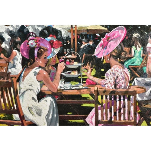 415 - SHERREE VALENTINE DAINES (BRITISH 1959) 'AFTERNOON TEA AT ASCOT' a signed limited edition print, 53/... 