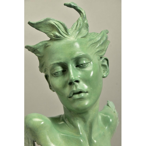 429 - CARL PAYNE (BRITISH 1969-2021) 'ODILE', A limited edition Bronze sculpture of a female face, mounted... 