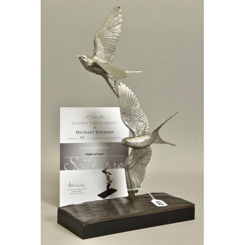 432 - MICHAEL SIMPSON (BRITISH CONTEMPORARY) 'FLIGHT OF LOVE' a limited edition stainless steel sculpture ... 