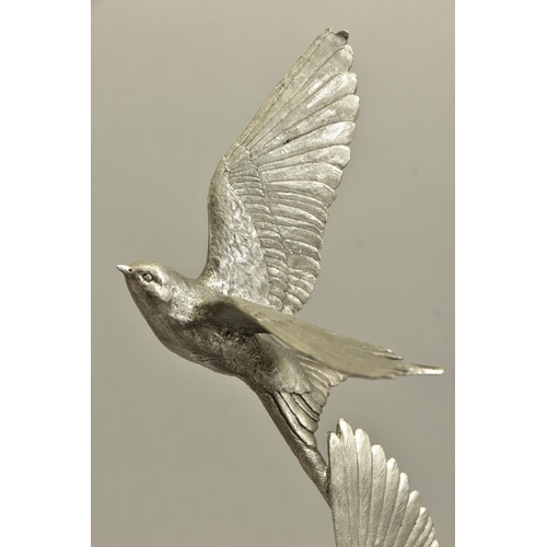 432 - MICHAEL SIMPSON (BRITISH CONTEMPORARY) 'FLIGHT OF LOVE' a limited edition stainless steel sculpture ... 