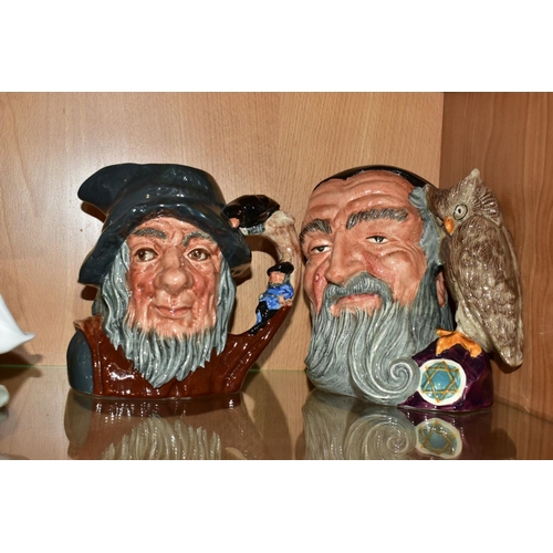 438 - FIVE ROYAL DOULTON LARGE CHARACTER JUGS, comprising 'The Walrus & Carpenter' D6600, 'The Poacher' D6... 