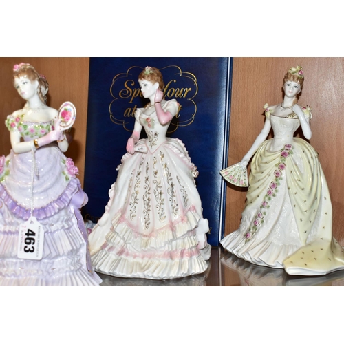 463 - A SET OF FIVE ROYAL WORCESTER FOR COMPTON & WOODHOUSE 'SPLENDOUR AT COURT' LIMITED EDITION LADY FIGU... 