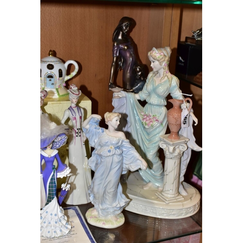 465 - A COLLECTION OF COALPORT, WEDGWOOD, SWAROVSKI, ETC, including The Classical Collection -'Gaiety' and... 