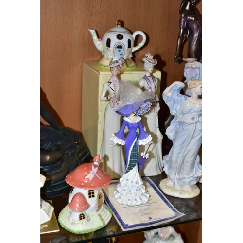 465 - A COLLECTION OF COALPORT, WEDGWOOD, SWAROVSKI, ETC, including The Classical Collection -'Gaiety' and... 