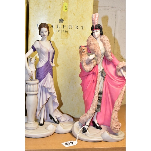 470 - FOUR COALPORT 'ROARING TWENTIES' RESIN LADY FIGURES, comprising boxed 'Millie' and 'Blanche' and unb... 