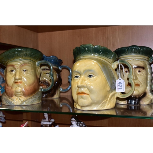 471 - A SET OF NINE KINGSTON POTTERY I & M LOVE PRODUCTION BRITISH KINGS AND QUEENS CHARACTER JUGS, compri... 