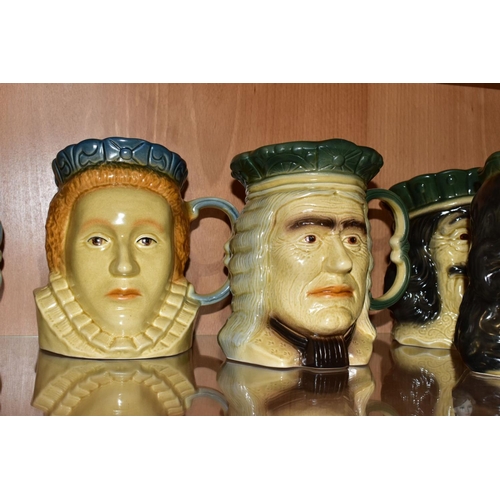 471 - A SET OF NINE KINGSTON POTTERY I & M LOVE PRODUCTION BRITISH KINGS AND QUEENS CHARACTER JUGS, compri... 