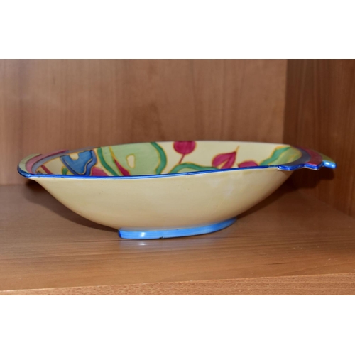 482 - A CLARICE CLIFF BIZARRE BLUE CHINTZ BOWL, shape no. 475, hand painted floral decoration, printed and... 