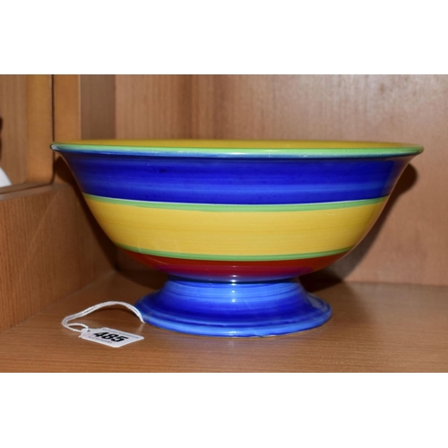 485 - A CLARICE CLIFF BIZARRE BOWL, brightly coloured abstract design to the interior and concentric bands... 