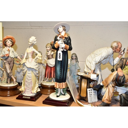 490 - A COLLECTION OF CAPODIMONTE AND FLORENCE GIUSEPPE ARMANI ART PORCELAIN AND RESIN FIGURES AND ORNAMEN... 