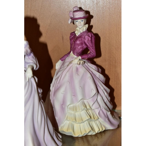 498 - THREE COALPORT BISQUE AGE OF ELEGANCE LADY FIGURES, comprising 'Midsummer Dream Figurine of the Year... 