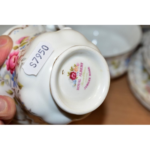 505 - A ROYAL ALBERT JUBILEE ROSE PATTERN NINETEEN PIECE TEA SET, comprising a bread and butter plate (sec... 