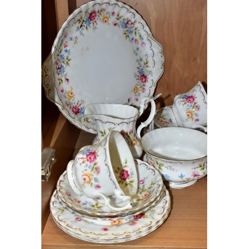 505 - A ROYAL ALBERT JUBILEE ROSE PATTERN NINETEEN PIECE TEA SET, comprising a bread and butter plate (sec... 