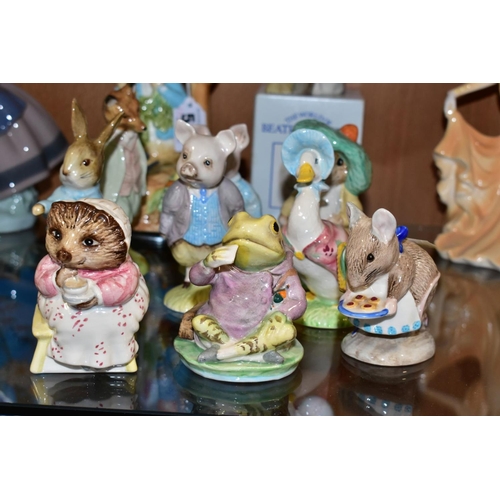 512 - NINE ROYAL ALBERT BEATRIX POTTER CHARACTER FIGURES, ANOTHER BY BESWICK AND AN ENESCO PETER RABBIT MU... 