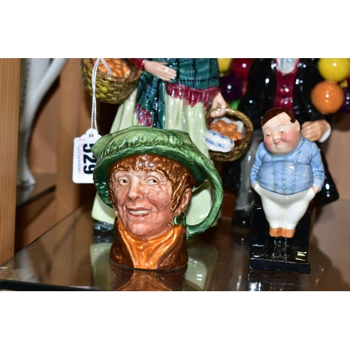 529 - FOUR ROYAL DOULTON FIGURES AND A CHARACTER JUG, comprising 'The Orange Lady' HN1953, 'The Old Balloo... 