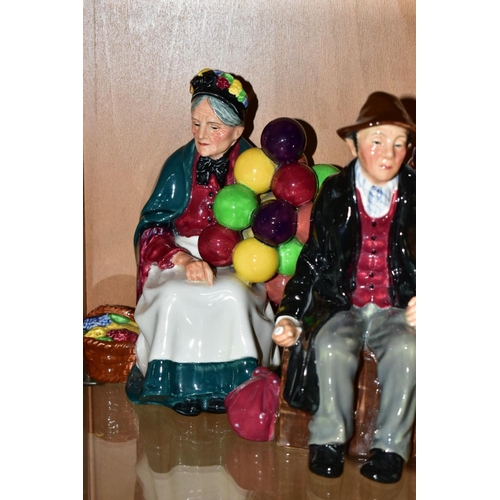 529 - FOUR ROYAL DOULTON FIGURES AND A CHARACTER JUG, comprising 'The Orange Lady' HN1953, 'The Old Balloo... 