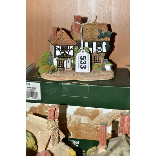 533 - THIRTEEN LILLIPUT LANE SCULPTURES, with deeds and boxed where mentioned, comprising two boxed from A... 