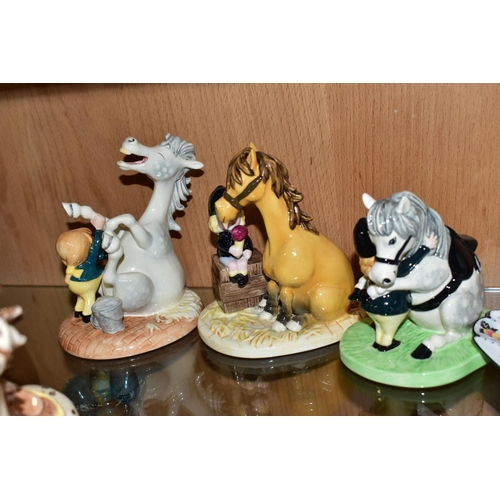 543 - FIVE ROYAL DOULTON THELWELL FIGURE GROUPS, comprising 'Choosing Good Feet' NT4, limited edition no.4... 