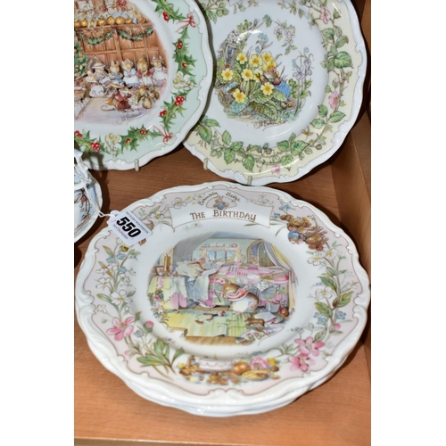 550 - TEN PIECES OF ROYAL DOULTON BRAMBLY HEDGE GIFT WARE, comprising a 'Winter' tea cup and saucer, a min... 