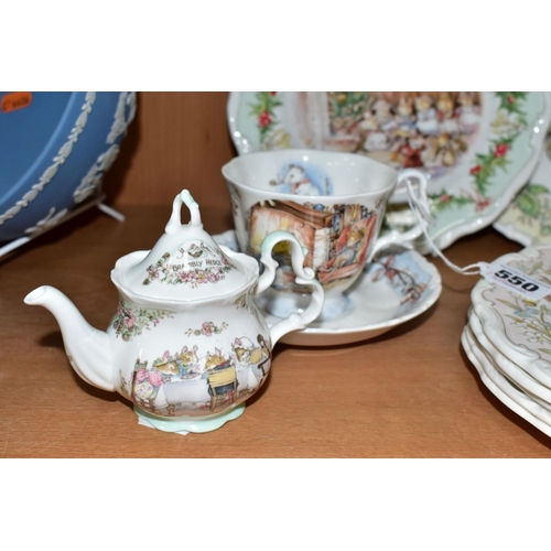 550 - TEN PIECES OF ROYAL DOULTON BRAMBLY HEDGE GIFT WARE, comprising a 'Winter' tea cup and saucer, a min... 