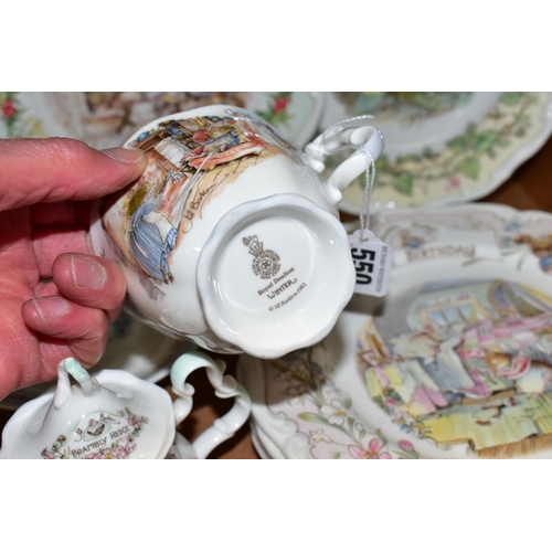 550 - TEN PIECES OF ROYAL DOULTON BRAMBLY HEDGE GIFT WARE, comprising a 'Winter' tea cup and saucer, a min... 