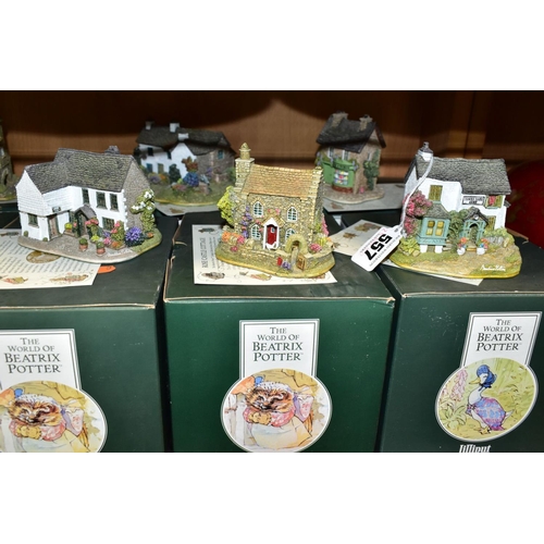 557 - TEN LILLIPUT LANE SCULPTURES FROM THE WORLD OF BEATRIX POTTER, nine boxed, all with deeds, comprisin... 