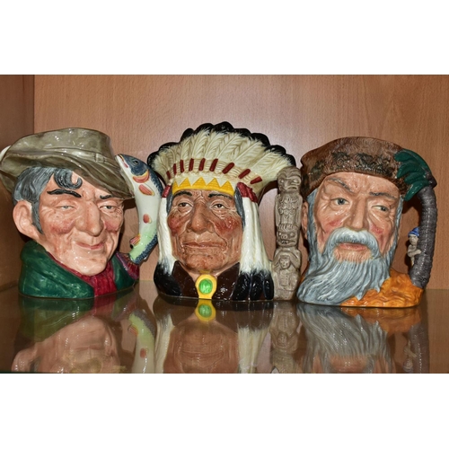 567 - SIX ROYAL DOULTON LARGE CHARACTER JUGS, comprising 'The Walrus & The Carpenter' D6608, 'The Trapper'... 