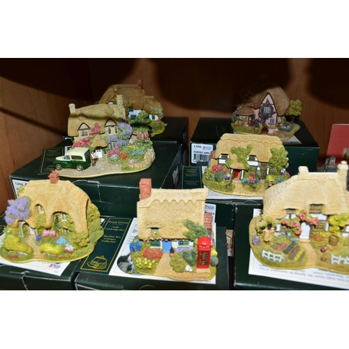 568 - TWENTY ONE LILLIPUT LANE SCULPTURES, eight boxed where mentioned, comprising seven Victorian Shops, ... 