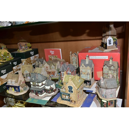 568 - TWENTY ONE LILLIPUT LANE SCULPTURES, eight boxed where mentioned, comprising seven Victorian Shops, ... 