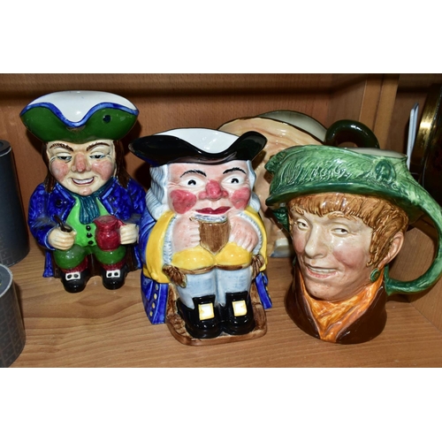 571 - EIGHT ASSORTED CERAMIC TOBY AND CHARACTER JUGS, including Royal Doulton large ' 'arriet' D6208 and '... 