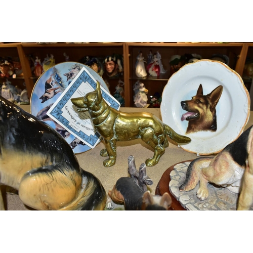 576 - A GROUP OF GERMAN SHEPHERD DOG COLLECTABLES, comprising a large Beswick Seated Alsatian, impressed 2... 