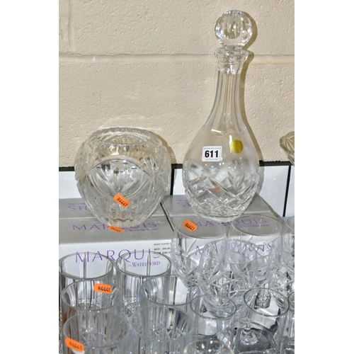 611 - A GROUP OF CUT CRYSTAL AND OTHER GLASSWARES, approximately seventy pieces to include two boxed sets ... 