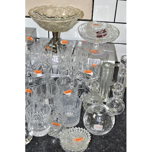 611 - A GROUP OF CUT CRYSTAL AND OTHER GLASSWARES, approximately seventy pieces to include two boxed sets ... 