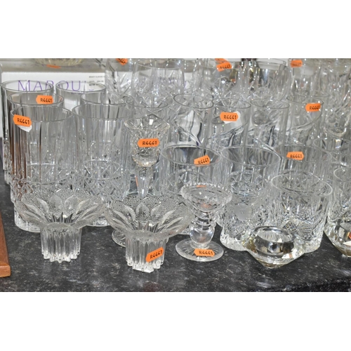 611 - A GROUP OF CUT CRYSTAL AND OTHER GLASSWARES, approximately seventy pieces to include two boxed sets ... 