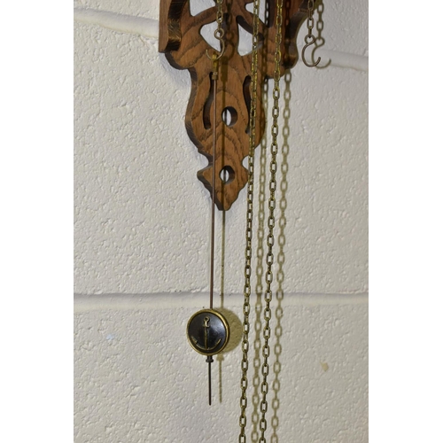 612 - A CLOCK, TREEN AND METALWARES, comprising a modern Warmink wall clock with pendulum and weights, a s... 