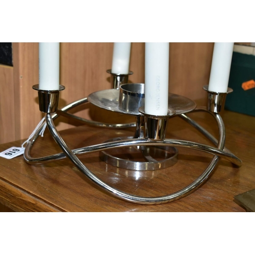 616 - A GEORG JENSEN SEASON CANDLE HOLDER, designed by Maria Berntsen, in polished stainless steel, to hol... 